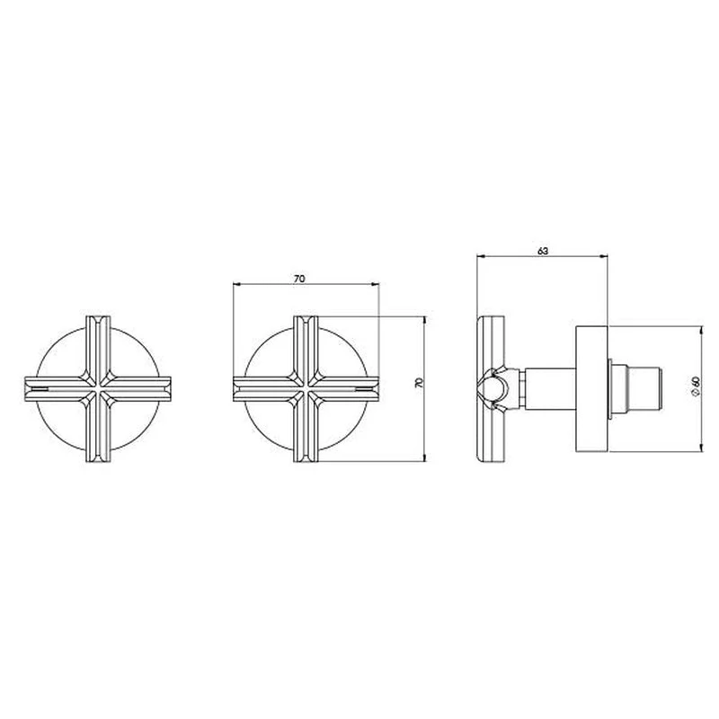 Phoenix Vivid Slimline Plus Wall Top Assemblies 15mm Extended Spindles - Brushed Gold - Image 2