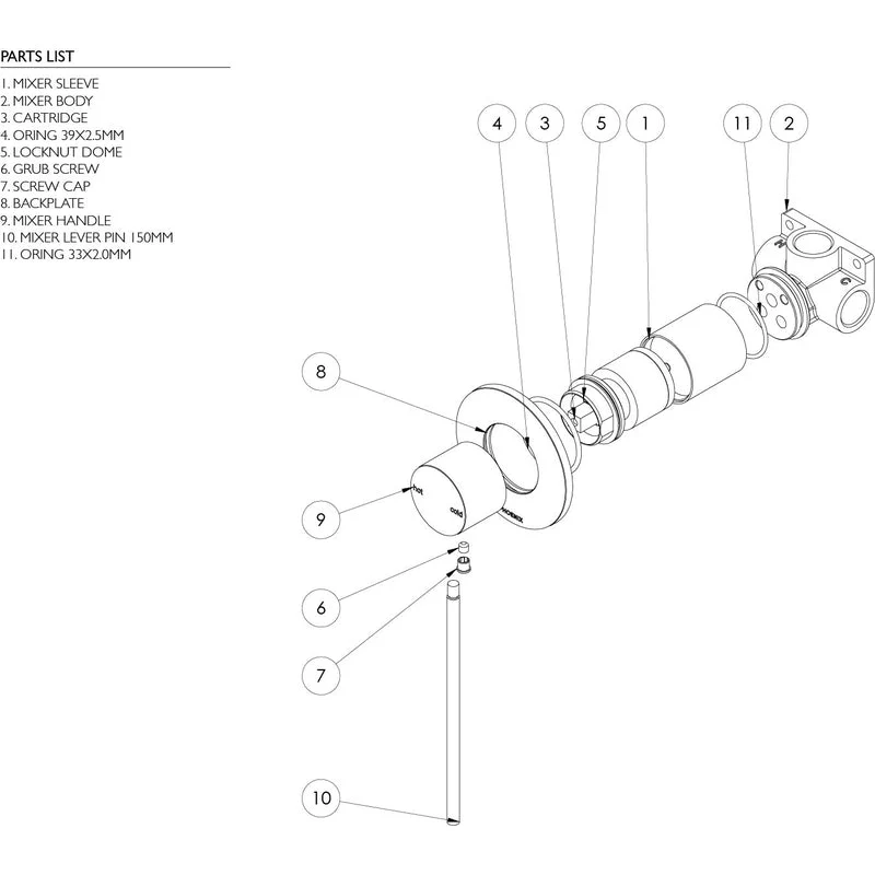Phoenix Vivid Slimline Shower/Wall Mixer with Extended Lever - Brushed Nickel - Image 3