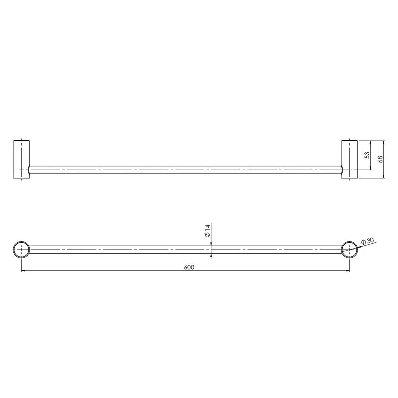 Phoenix Vivid Slimline Single Towel Rail 600mm - Brushed Gold - Image 2