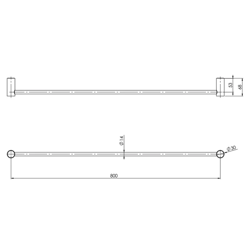 Phoenix Vivid Slimline Single Towel Rail 800mm - Brushed Gold - Image 2