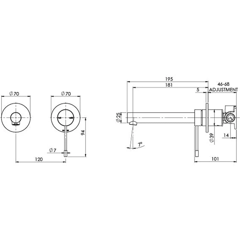 Phoenix Vivid Slimline SS 316 Wall Basin / Bath Mixer Set 180mm - Stainless Steel - Image 2