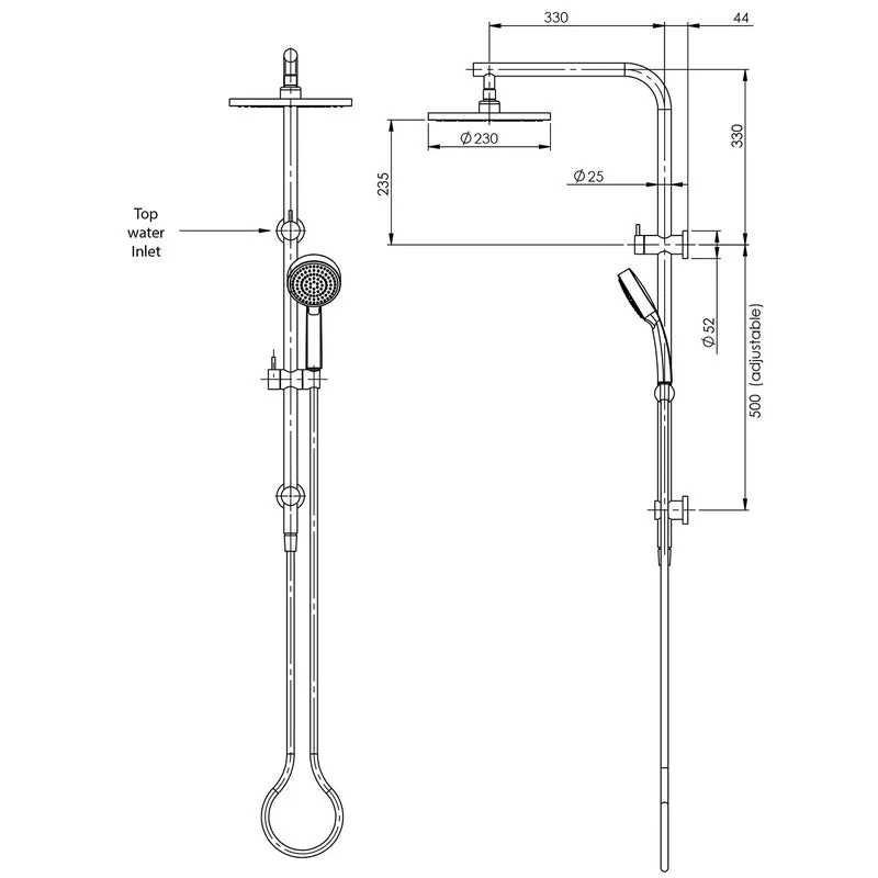 Phoenix Vivid Slimline Twin Shower - Brushed Gold - Image 2