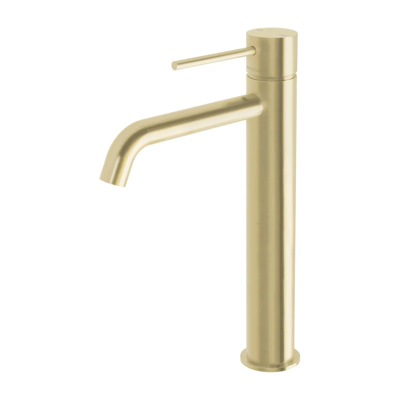Phoenix Vivid Slimline Vessel Mixer Curved Outlet - Brushed Gold