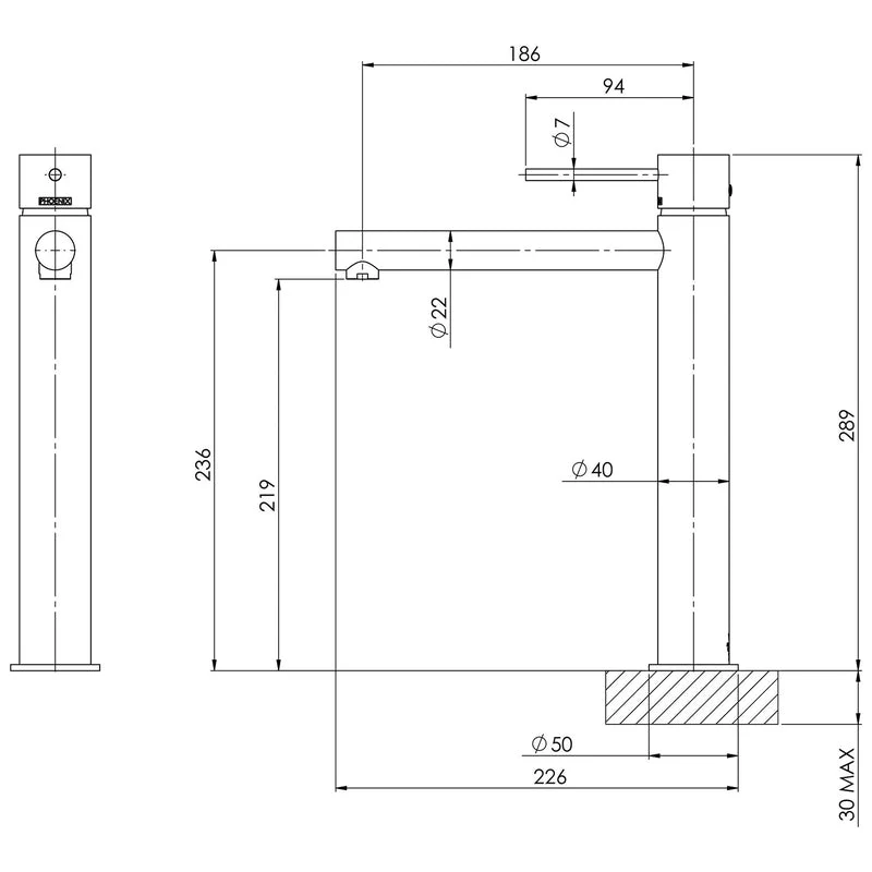 Phoenix Vivid Slimline Vessel Mixer - Black Matte - Image 2