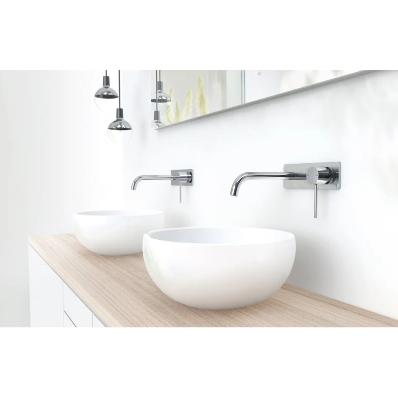 Phoenix Vivid Slimline Wall Basin Mixer Set 180mm Curved - Brushed Gold - Image 3