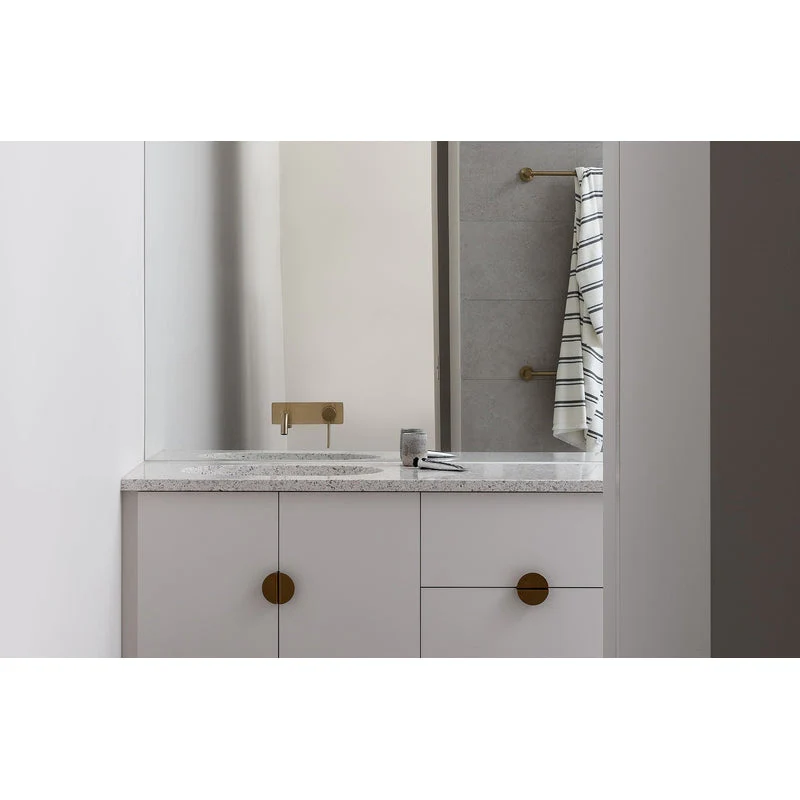 Phoenix Vivid Slimline Wall Basin Mixer Set 180mm Curved - Brushed Gold - Image 4
