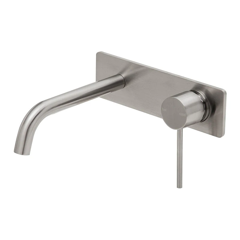 Phoenix Vivid Slimline Wall Basin Mixer Set 180mm Curved - Brushed Nickel