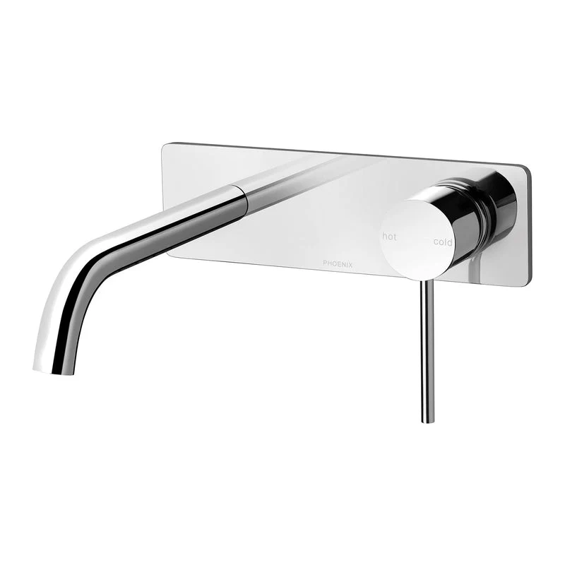 Phoenix Vivid Slimline Wall Basin Mixer Set 180mm Curved - Chrome