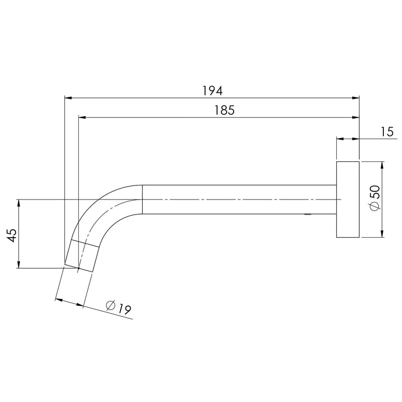 Phoenix Vivid Slimline Wall Basin Outlet 180mm Curved - Brushed Carbon - Image 2