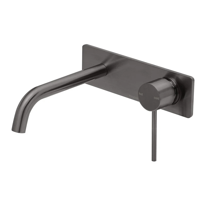 Phoenix Vivid Slimline Wall Bath Mixer Set 180mm Curved - Brushed Carbon