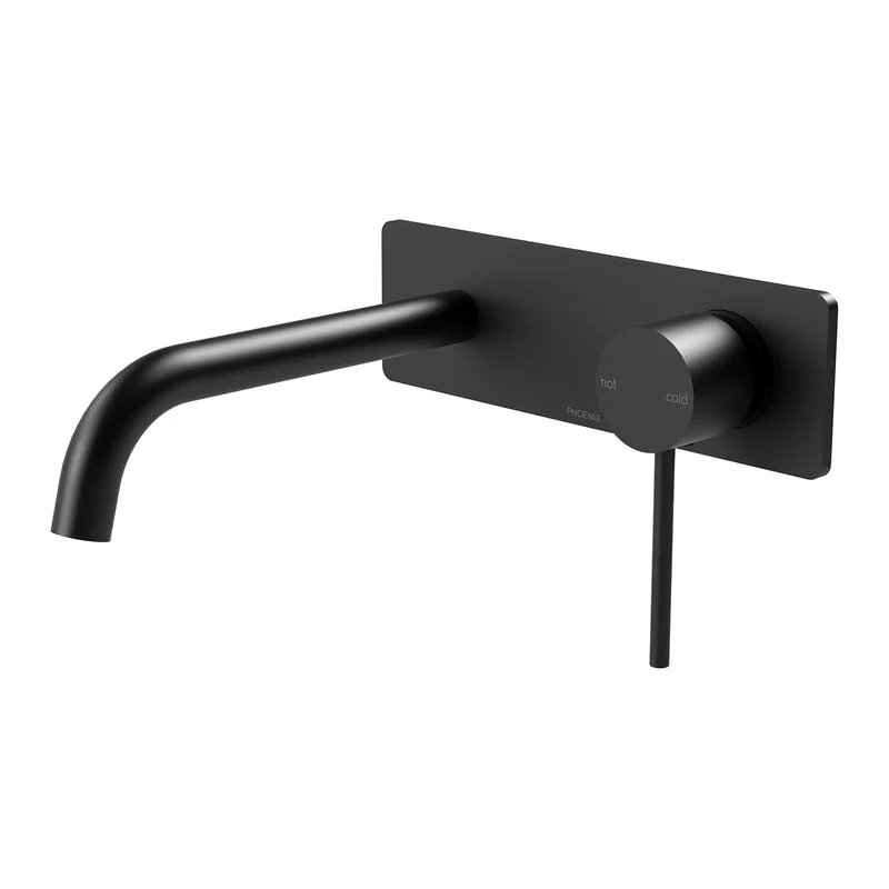 Phoenix Vivid Slimline Wall Bath Mixer Set 180mm Curved - Black Matte