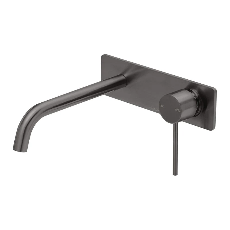 Phoenix Vivid Slimline Wall Bath Mixer Set 230mm Curved - Brushed Carbon