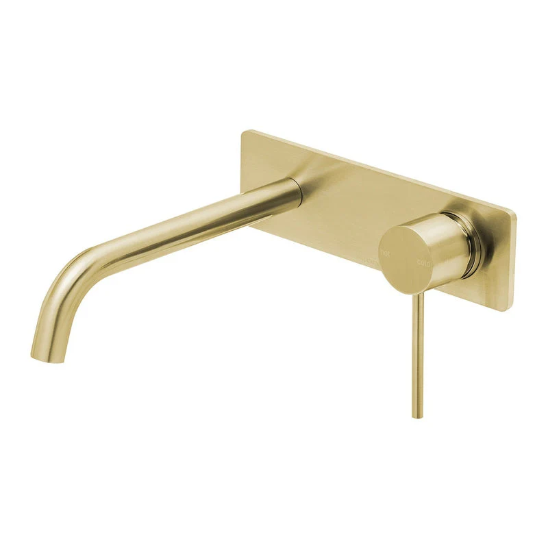 Phoenix Vivid Slimline Wall Bath Mixer Set 230mm Curved - Brushed Gold