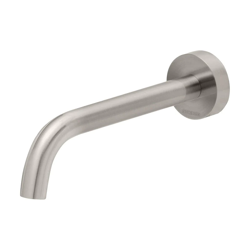 Phoenix Vivid Slimline Wall Bath Outlet 180mm Curved - Brushed Nickel