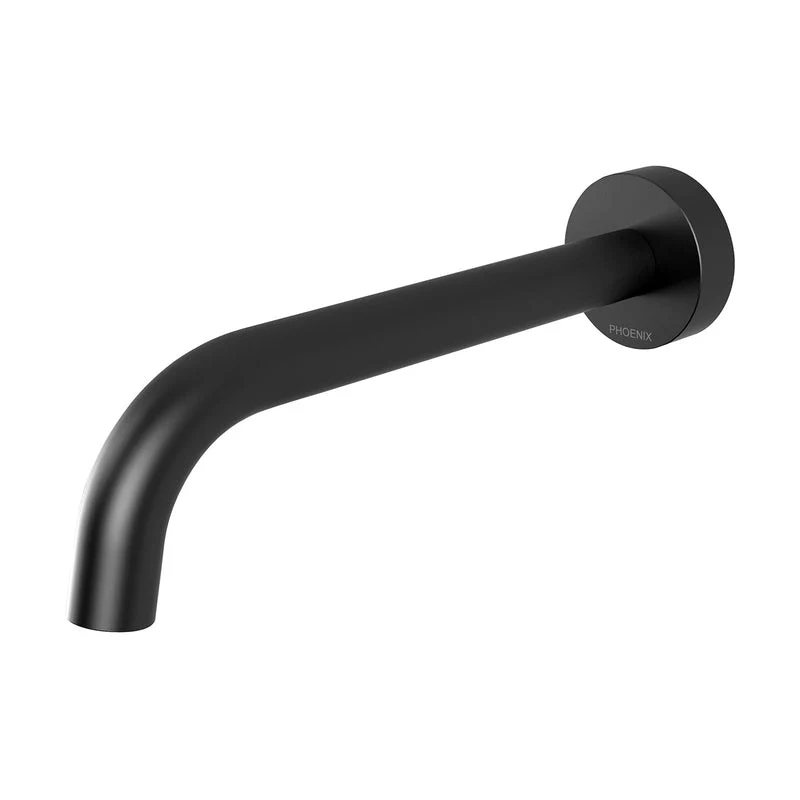 Phoenix Vivid Slimline Wall Bath Outlet 180mm Curved -Lead Free- Black Matte