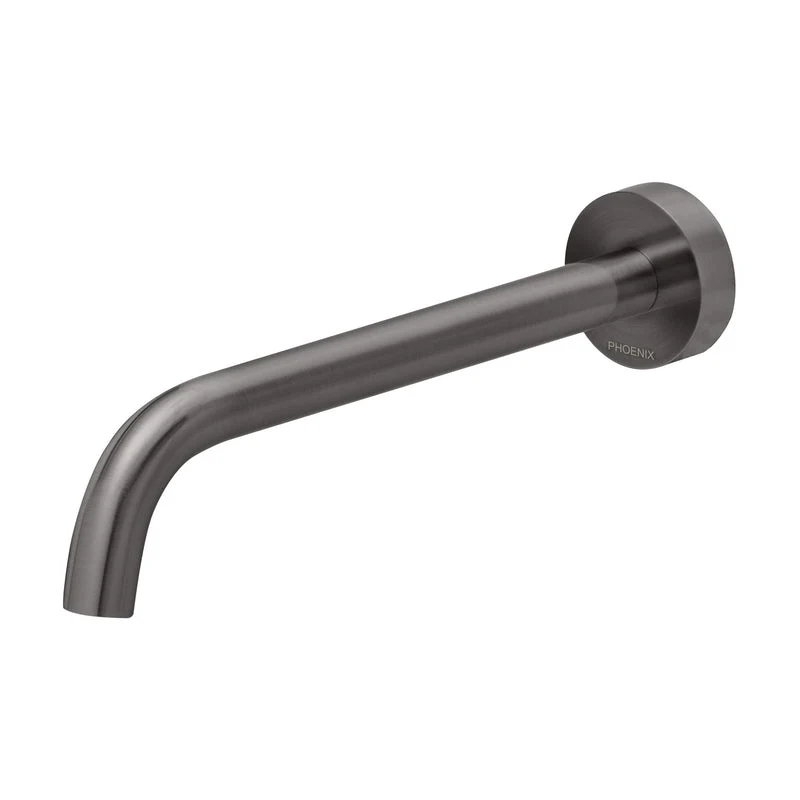 Phoenix Vivid Slimline Wall Bath Outlet 230mm Curved - Brushed Carbon