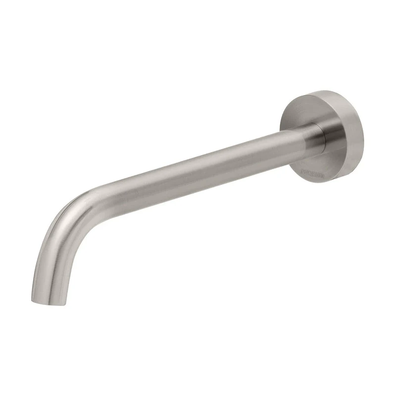 Phoenix Vivid Slimline Wall Bath Outlet 230mm Curved - Brushed Nickel