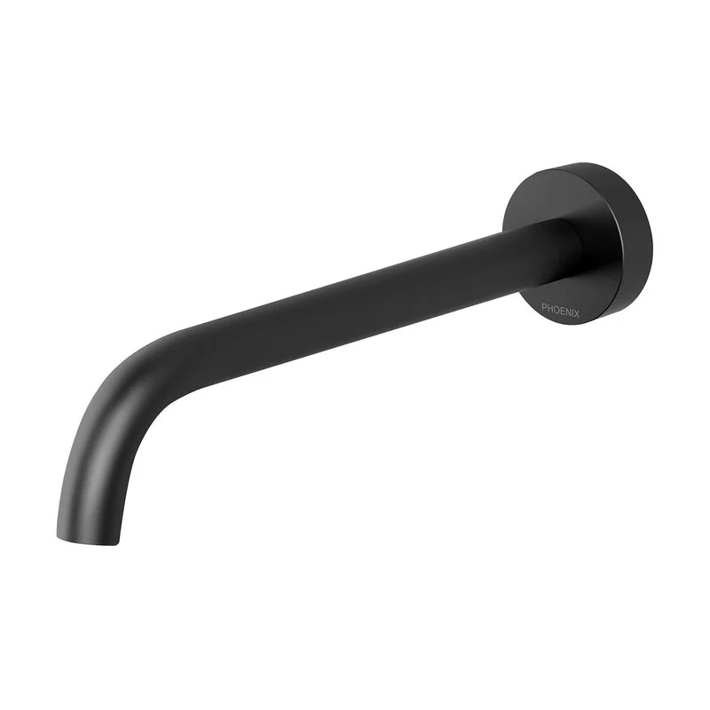 Phoenix Vivid Slimline Wall Bath Outlet 230mm Curved - Black Matte