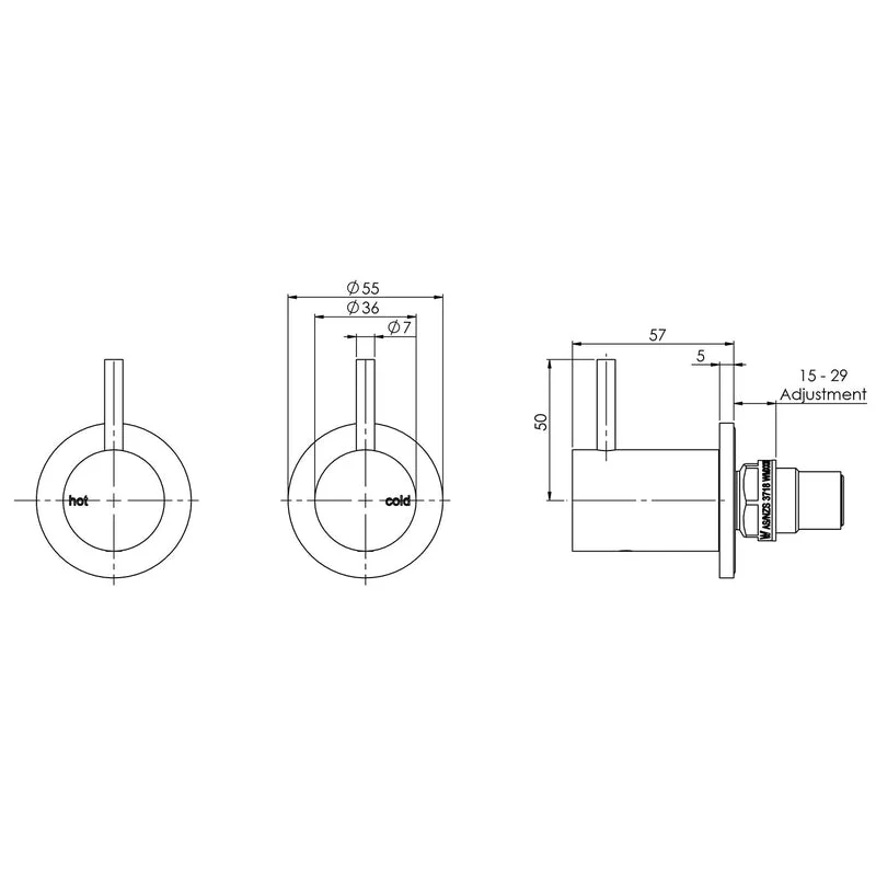 Phoenix Vivid Slimline Wall Top Assemblies 15mm Extended Spindles - Chrome - Image 2