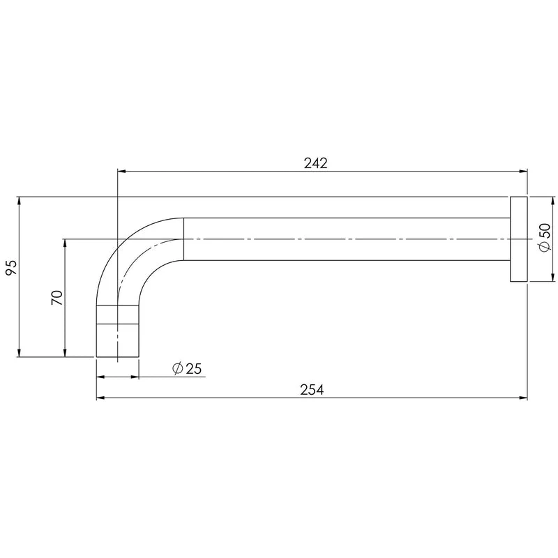 Phoenix Vivid Wall Basin Outlet 250mm Curved - Chrome - Image 2