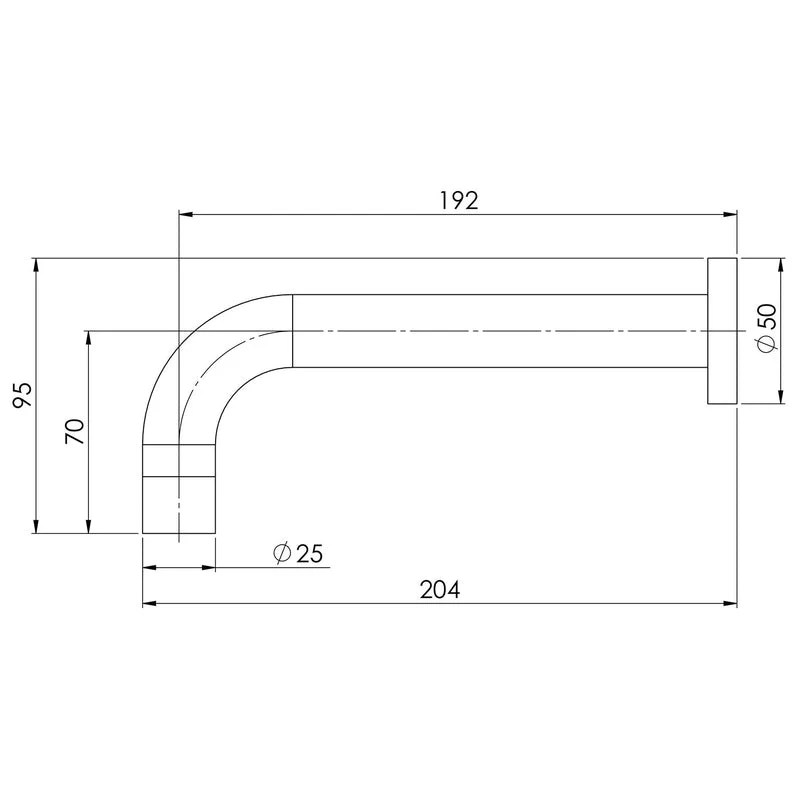 Phoenix Vivid Wall Bath Outlet 200mm Curved - Chrome - Image 2