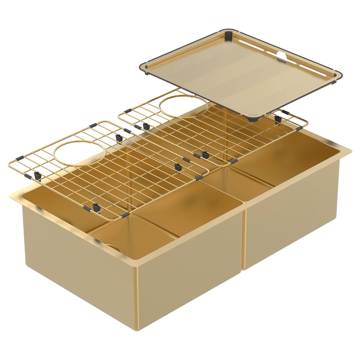 Abey Piazza Double Square Bowl Sink - Eureka Gold