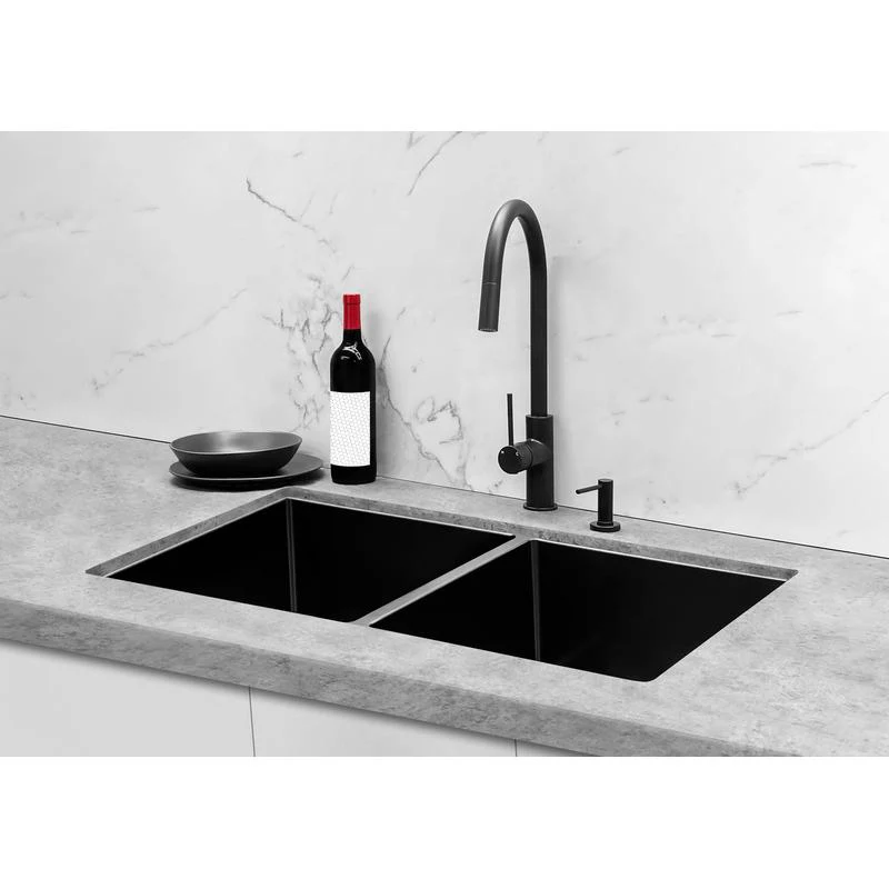 Meir Round Piccola Pull Out Kitchen Sink Mixer Tap - Black Matte - Image 4