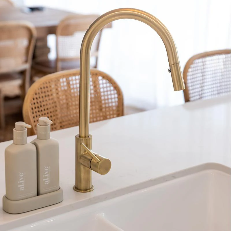 Meir Round Piccola Pull Out Kitchen Sink Mixer Tap - PVD Tiger Bronze - Image 6