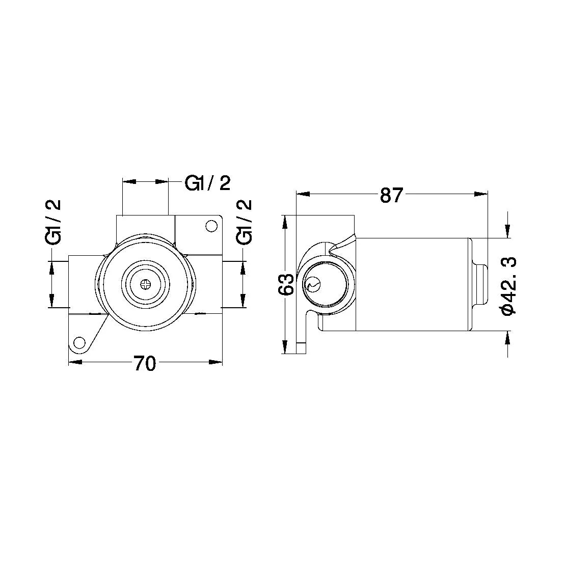 Nero Premium 35mm Universal Shower Mixer Body Only - Image 2
