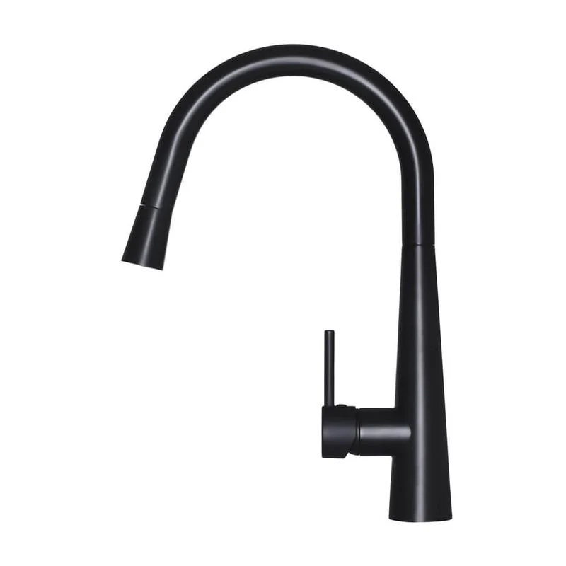 Meir Round Pull Out Kitchen Sink Mixer Tap - Black Matte - Image 2