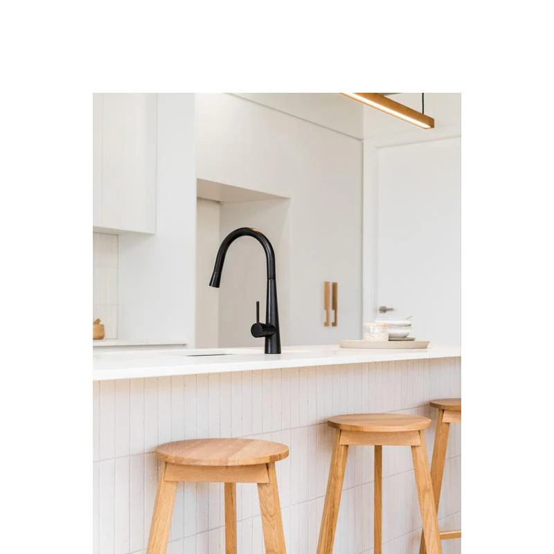 Meir Round Pull Out Kitchen Sink Mixer Tap - Black Matte - Image 6