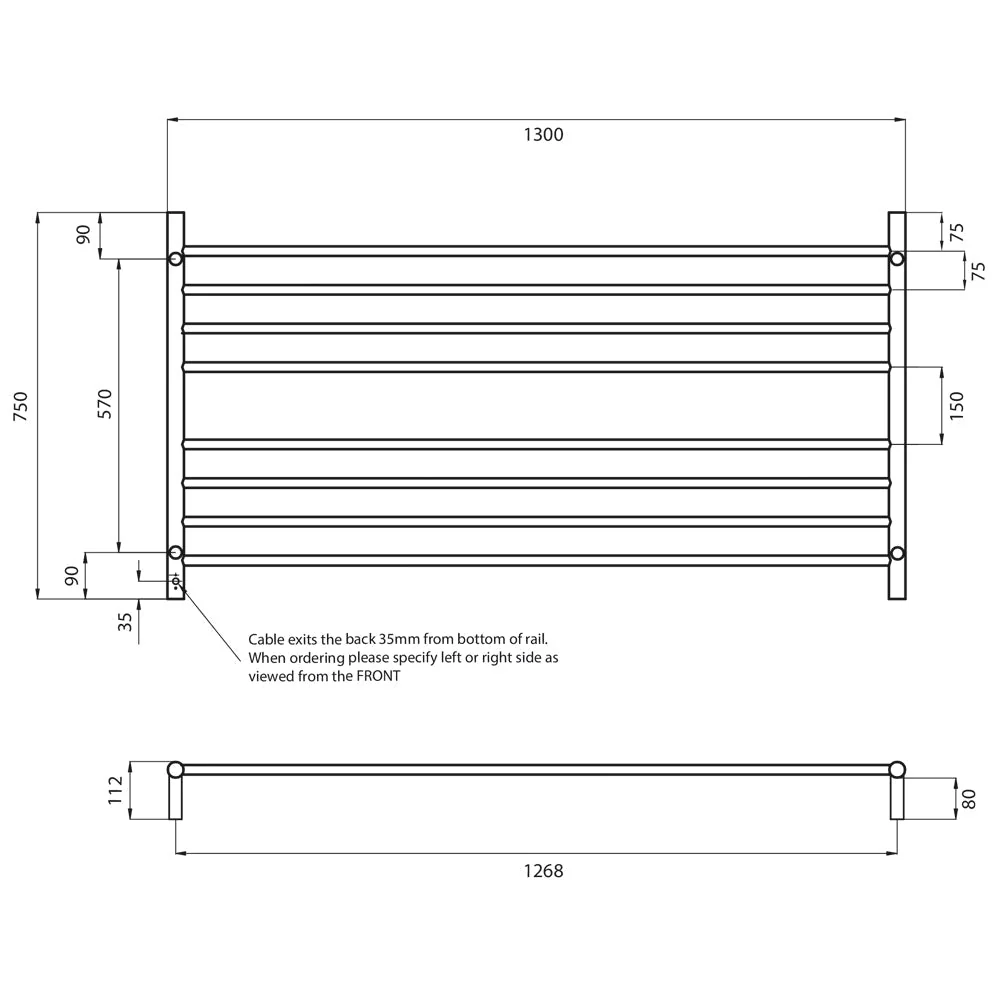 Radiant Heated Round Ladder 1300 x 750mm - Mirror Polished - Image 3