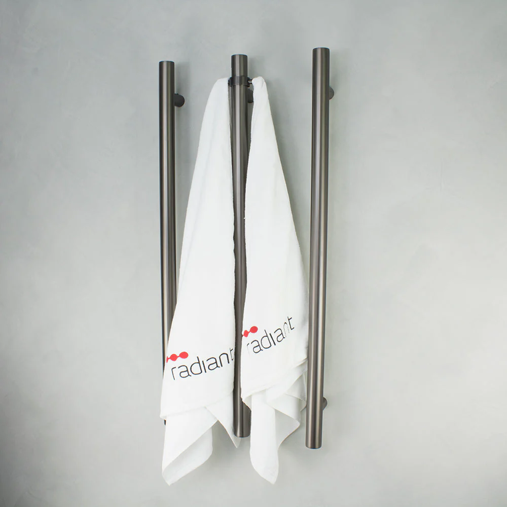 Radiant Vertical Single Towel Rail 40 x 950mm - Gun Metal Grey - Image 2