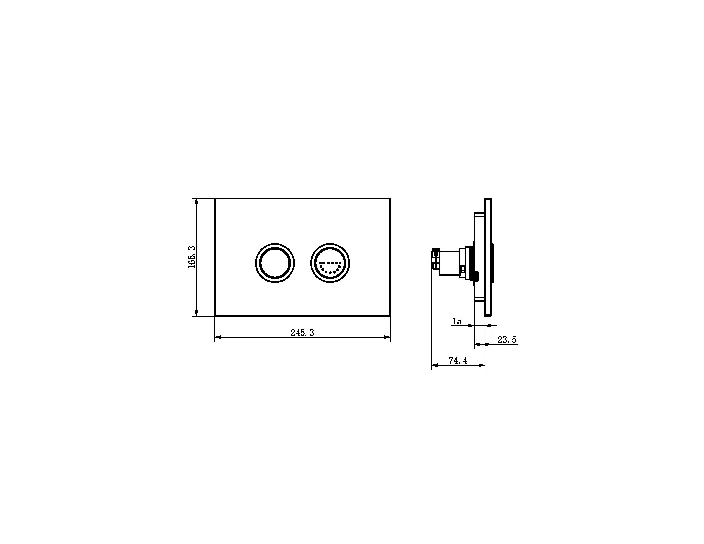 Nero Raised Disabled Care Pneumatic Flush Buttons Plate DDA Compliant - Brushed Gold - Image 2