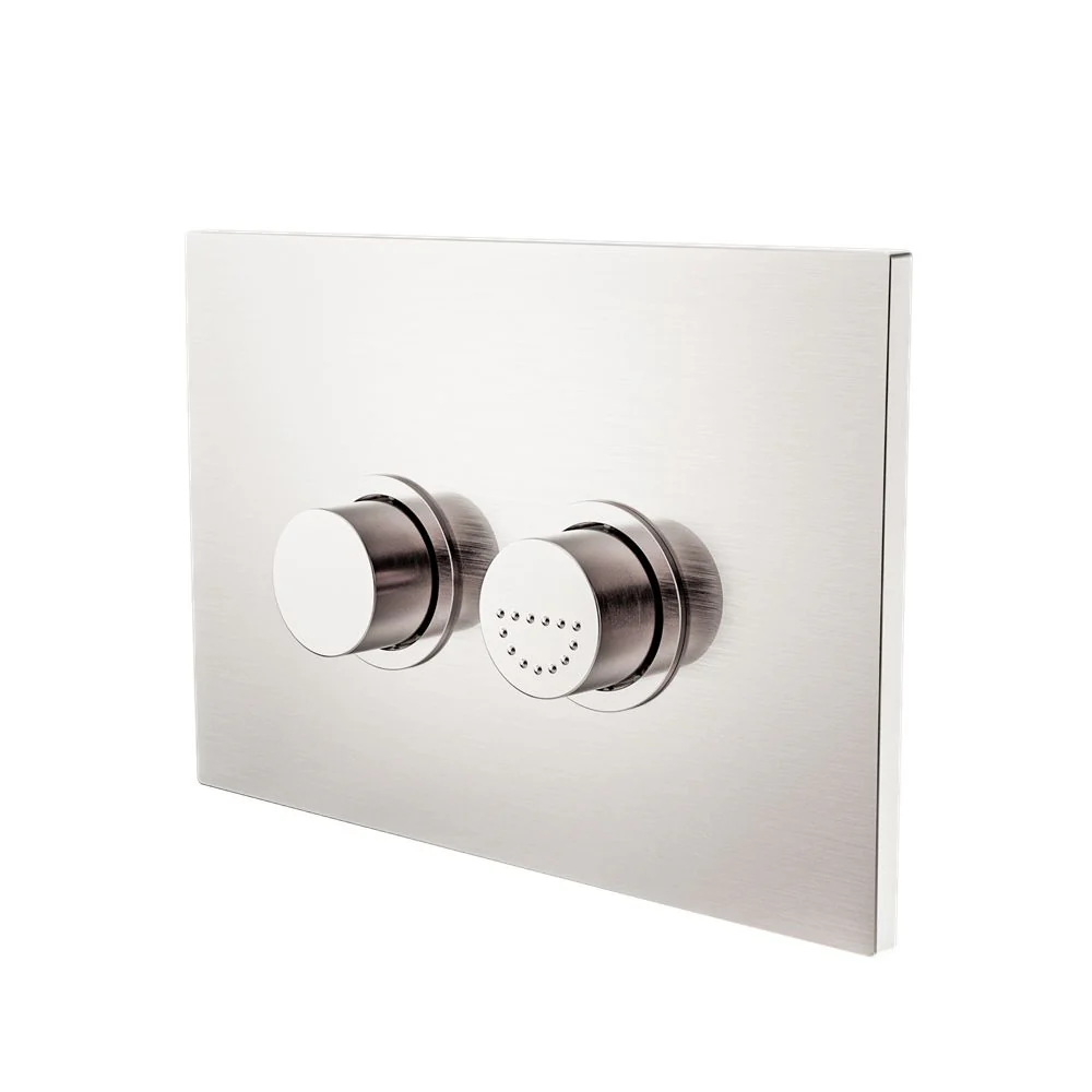 Nero Raised Disabled Care Pneumatic Flush Buttons Plate DDA Compliant - Brushed Nickel