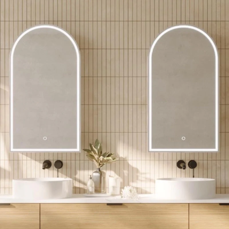 Remer Blanca 500mm Arch Shaving Cabinet with LED Light & Demister - Image 5