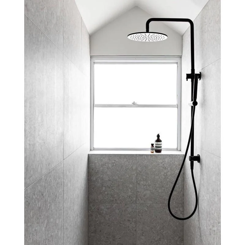Meir Round Combination / Twin Shower Rail 300mm Rose Single Function Hand Shower - Black Matte - Image 4