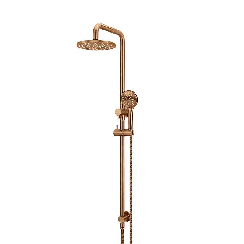 Meir Round Combination / Twin Shower Rail 200mm Rose Three Function Hand Shower - Lustre Bronze