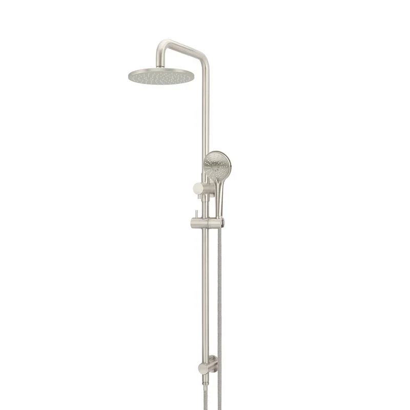 Meir Round Combination / Twin Shower Rail 200mm Rose Three Function Hand Shower - PVD Brushed Nickel