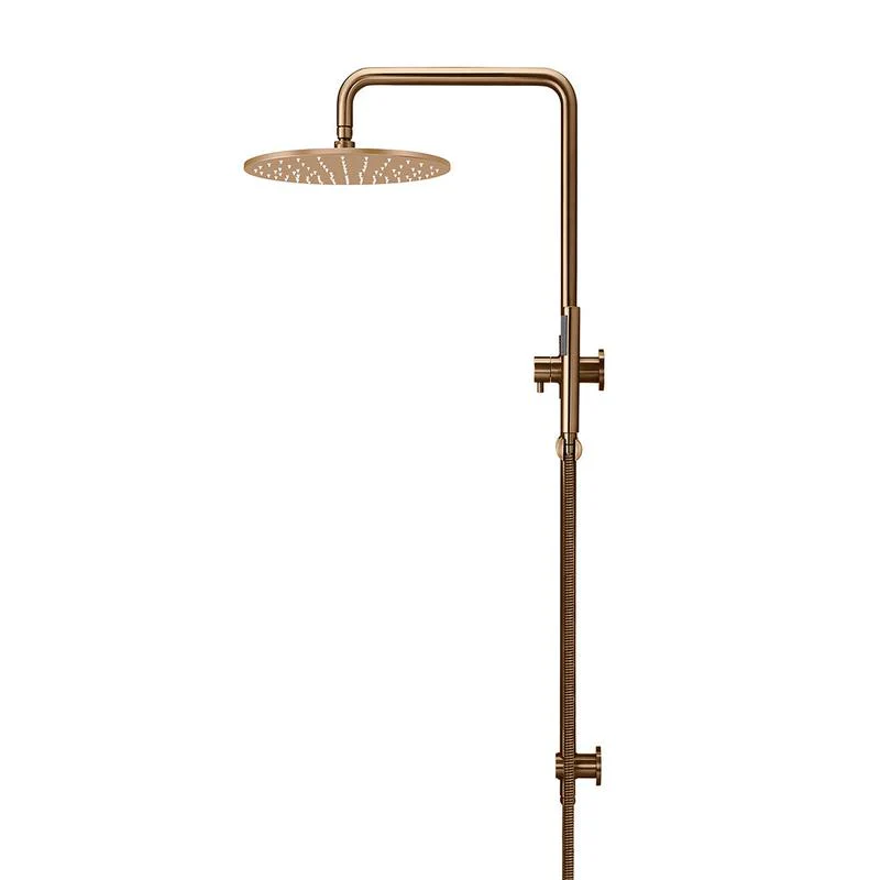 Meir Round Combination / Twin Shower Rail 300mm Rose Single Function Hand Shower - Lustre Bronze - Image 3