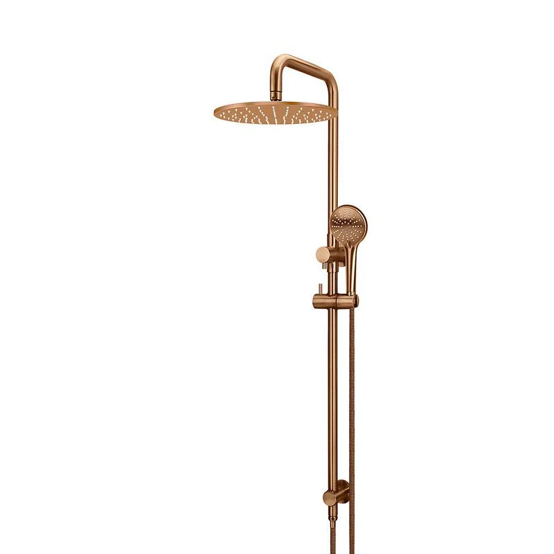 Meir Round Combination / Twin Shower Rail 300mm Rose Three Function Hand Shower - Lustre Bronze