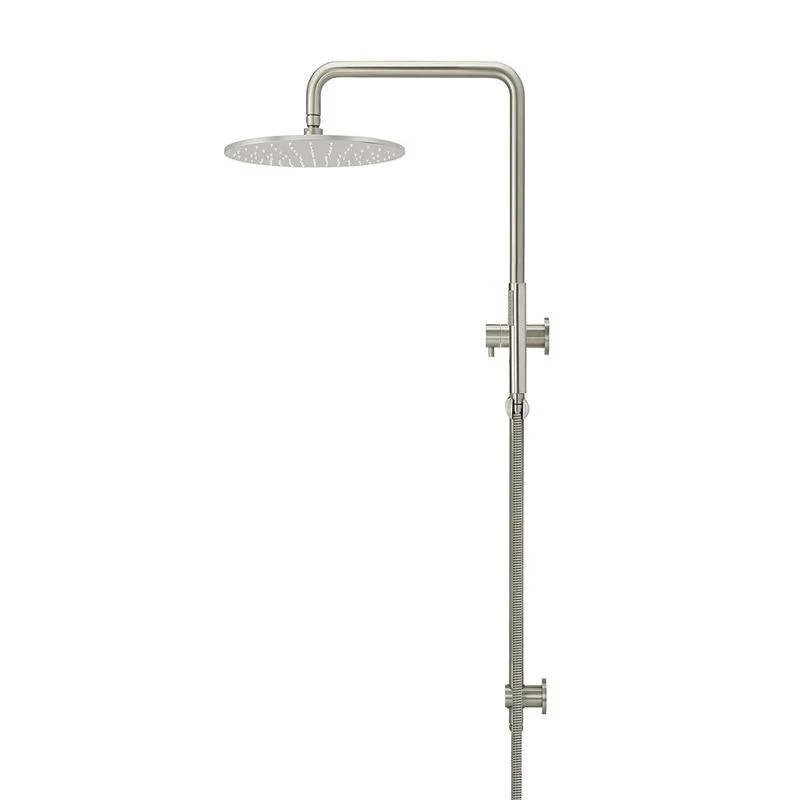 Meir Round Combination / Twin Shower Rail 300mm Rose Single Function Hand Shower - PVD Brushed Nickel - Image 3