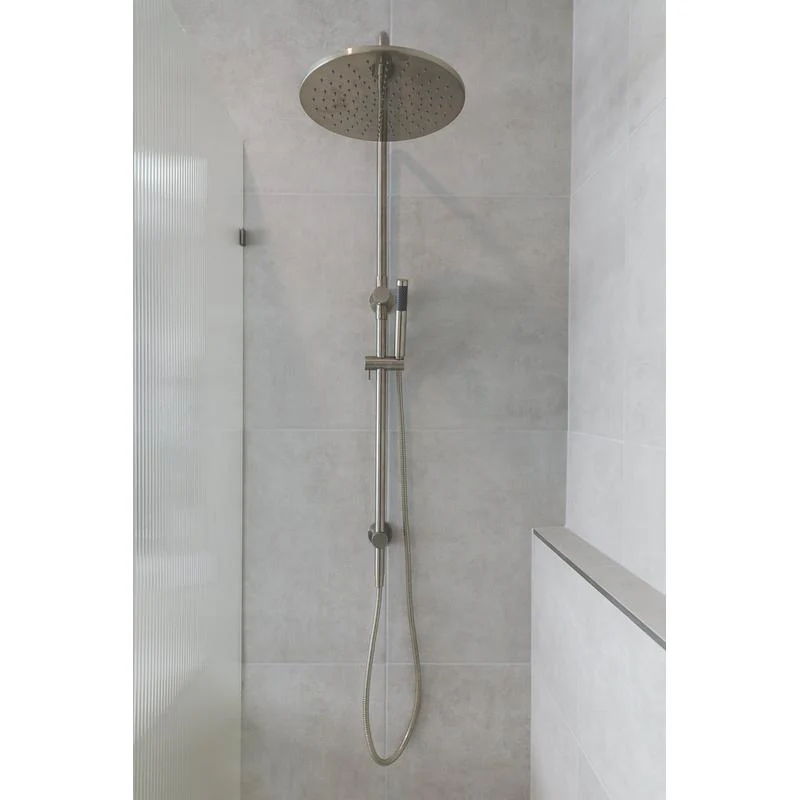 Meir Round Combination / Twin Shower Rail 300mm Rose Single Function Hand Shower - PVD Brushed Nickel - Image 4