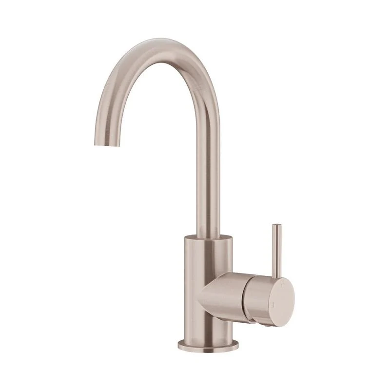 Meir Round Gooseneck Basin Mixer Tap with Cold Start - Champagne
