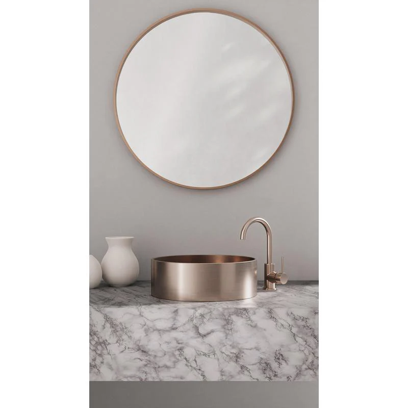 Meir Round Gooseneck Basin Mixer Tap with Cold Start - Champagne - Image 4