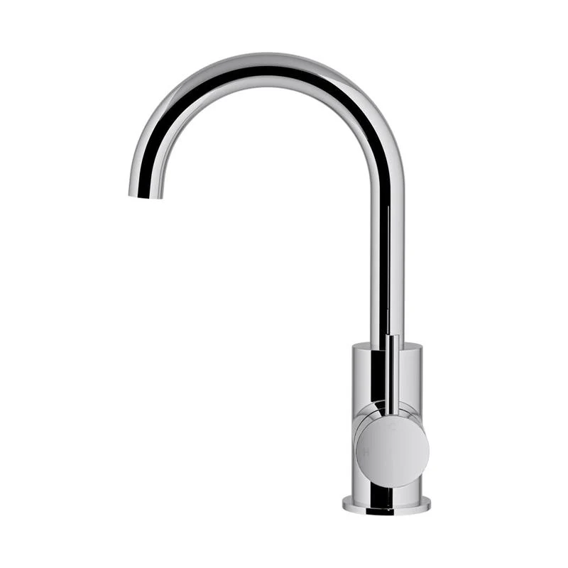 Meir Round Gooseneck Basin Mixer Tap with Cold Start - Polished Chrome - Image 2