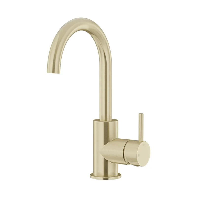 Meir Round Gooseneck Basin Mixer Tap with Cold Start - PVD Tiger Bronze