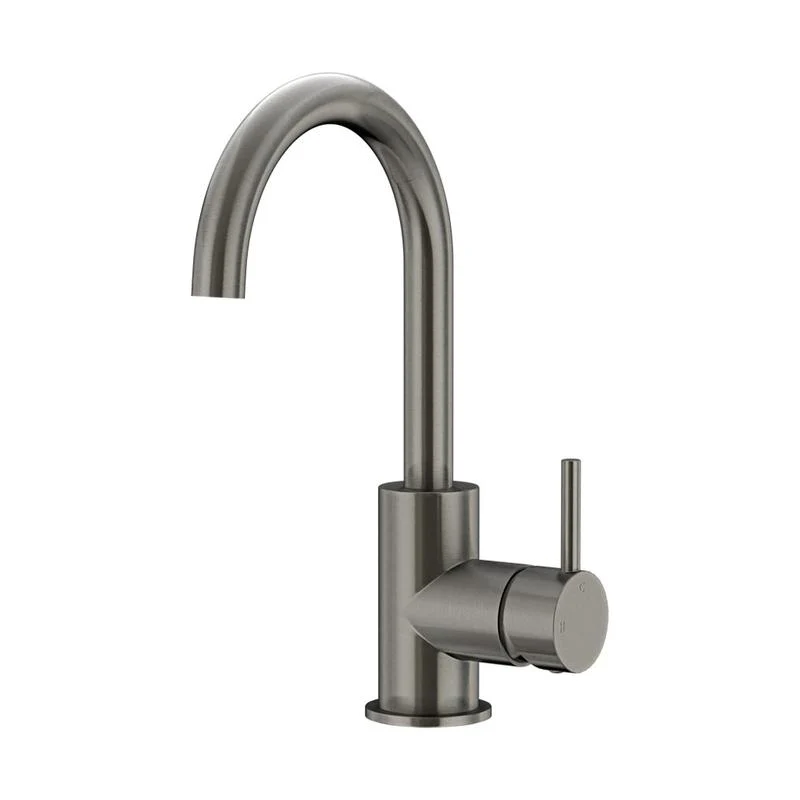 Meir Round Gooseneck Basin Mixer Tap with Cold Start - Shadow Gun Metal
