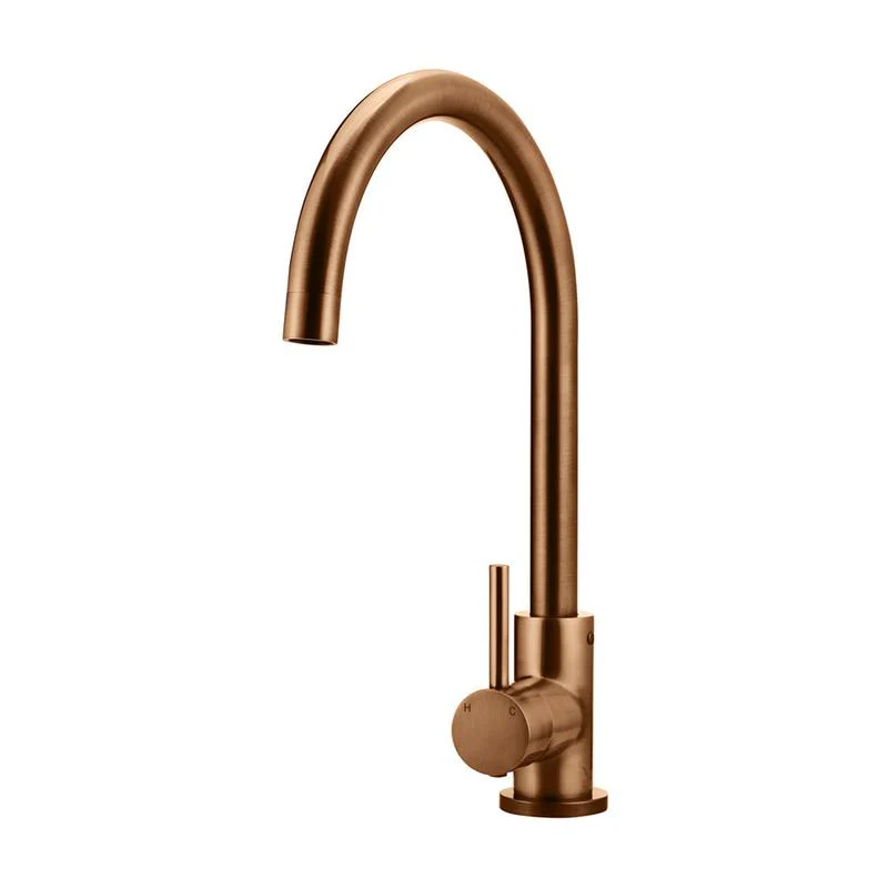 Meir Round Gooseneck Kitchen Sink Mixer Tap - Lustre Bronze
