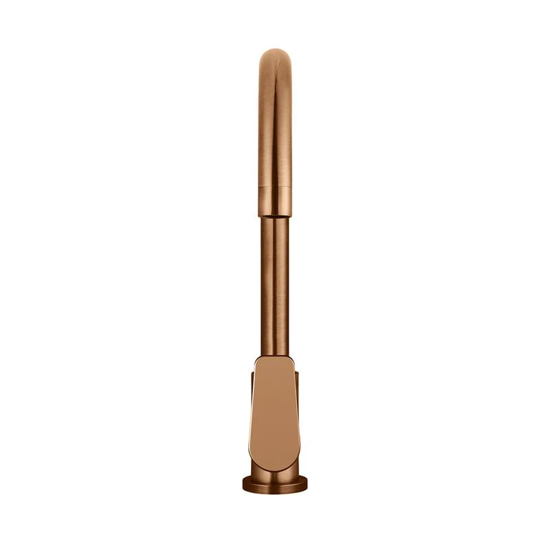 Meir Round Gooseneck Kitchen Sink Mixer Tap with Paddle Handle - Lustre Bronze - Image 3
